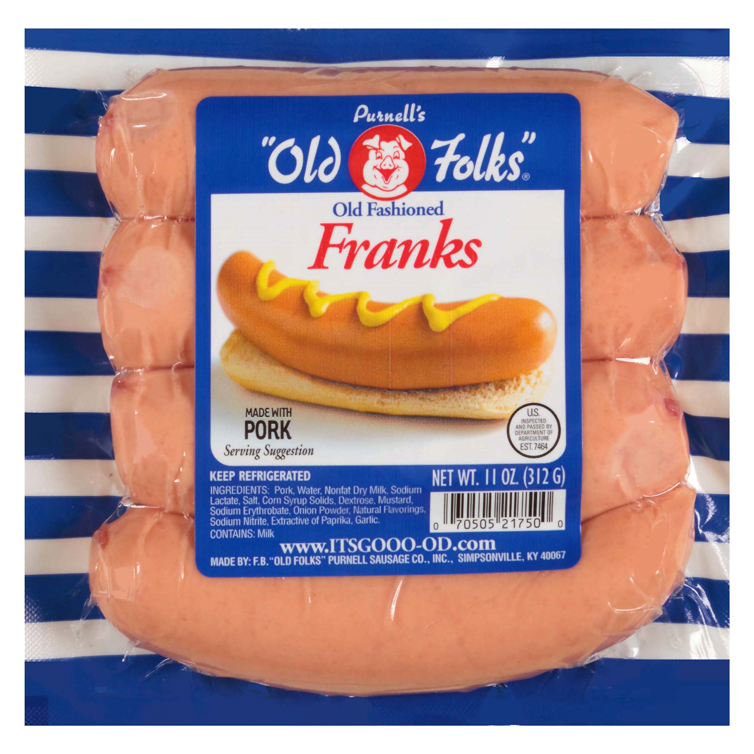 slide 1 of 2, Purnell's Old Folks Old Fashioned Franks, 11 oz