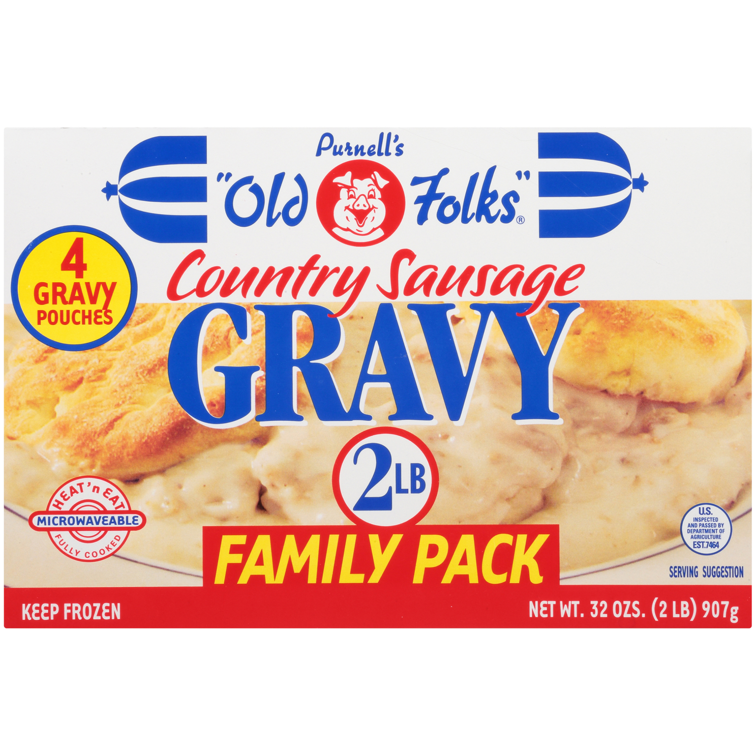 slide 1 of 2, PURNELLS OLD FOLKS Purnell's "old Folks" Country Sausage Gravy 4 Ct Family Pack 32 Oz., 4 ct; 32 oz