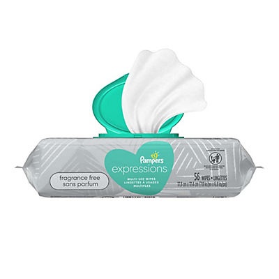 slide 1 of 1, Pampers Expressions Fragrance Free Baby Wipes, 56 ct