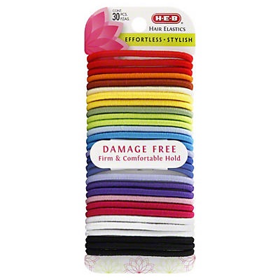 slide 1 of 1, H-E-B Assorted Colors Damage Free Hair Elastic Bands, 30 ct