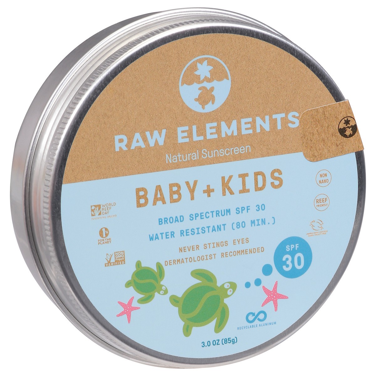slide 9 of 9, Raw Elements Broad Spectrum SPF 30 Baby + Kids Natural Natural Sunscreen 3.0 oz, 3 oz