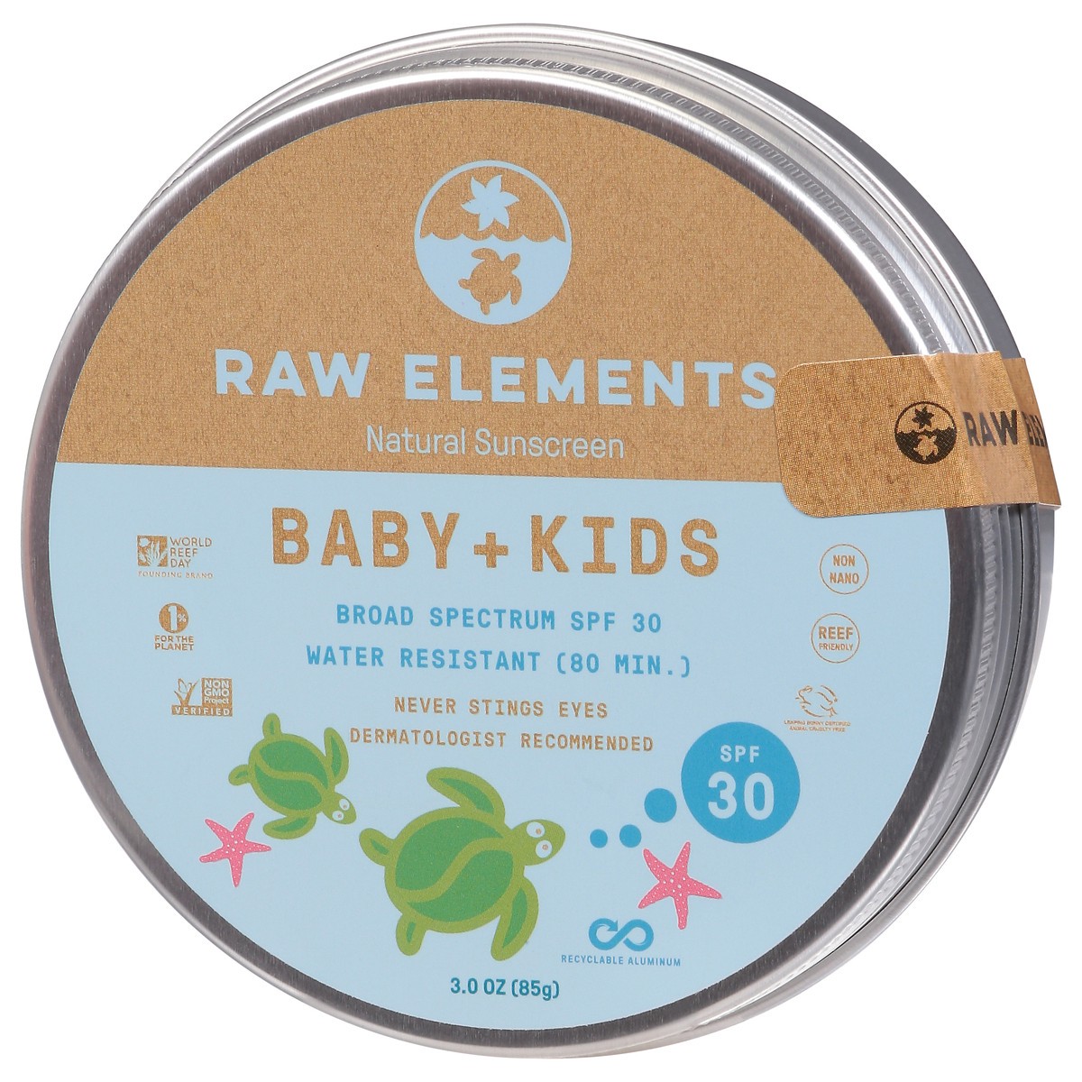 slide 5 of 9, Raw Elements Broad Spectrum SPF 30 Baby + Kids Natural Natural Sunscreen 3.0 oz, 3 oz