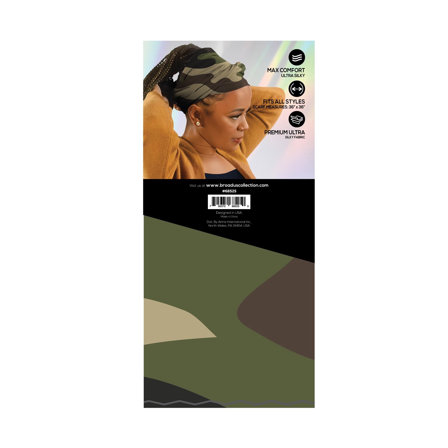slide 6 of 8, Annie Broadus Collection Headwrap Scarf, Camo, 36 In. X 36 In., 36 in