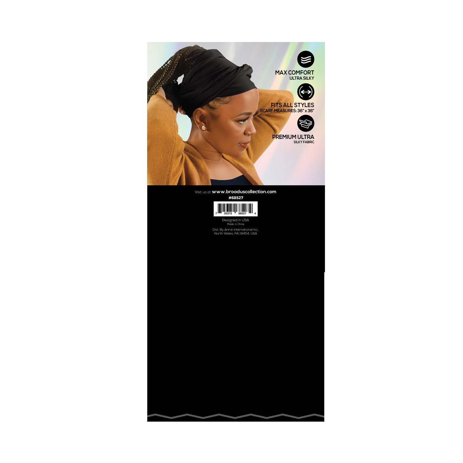 slide 3 of 9, Annie Broadus Collection Headwrap Scarf, Black, 36 In. X 36 In., 36 in
