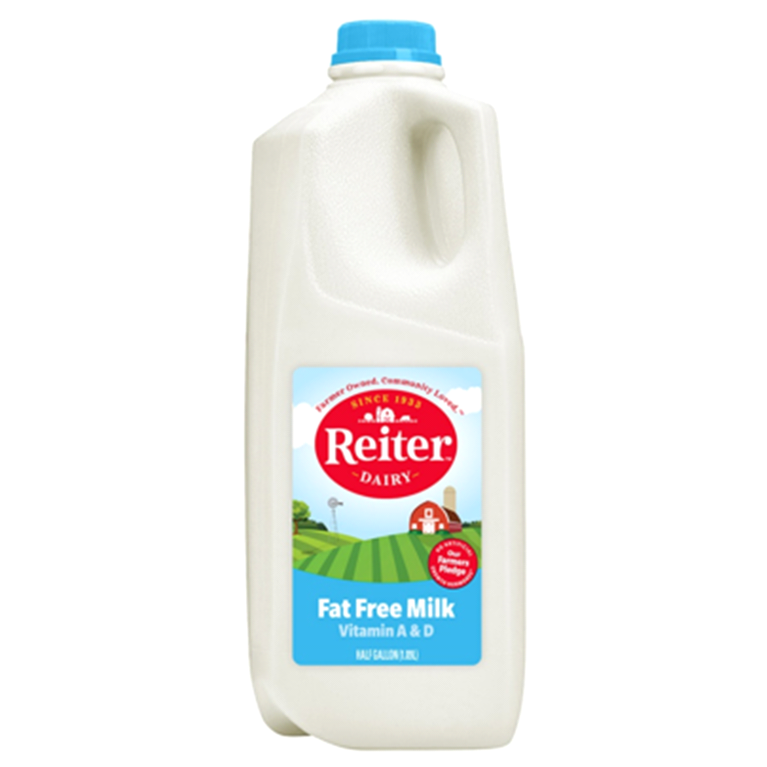 slide 1 of 2, Reiter Dairy Fat Free Vitamin A & D Milk 0.5 gl, 64 fl oz