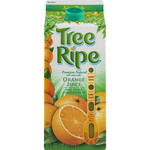 slide 4 of 9, Tree Ripe Some Pulp Premium Natural Orange Juice Carton, 59 fl oz