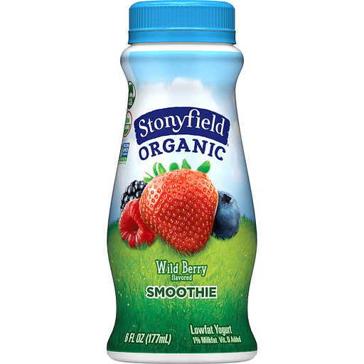 slide 4 of 5, Stonyfield Organic Wild Berry Low-Fat Yogurt Smoothie Bottle, 24 oz