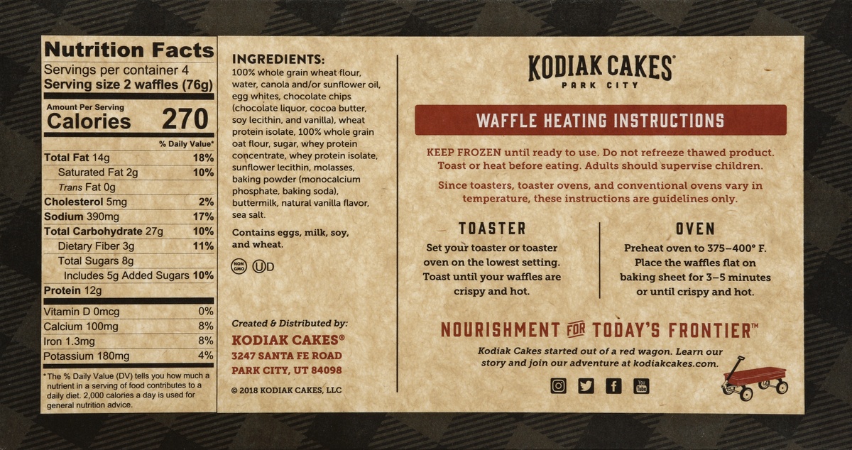 slide 6 of 6, Kodiak Cakes Cakes Chocolate Chip Power Waffles, 10.72 oz