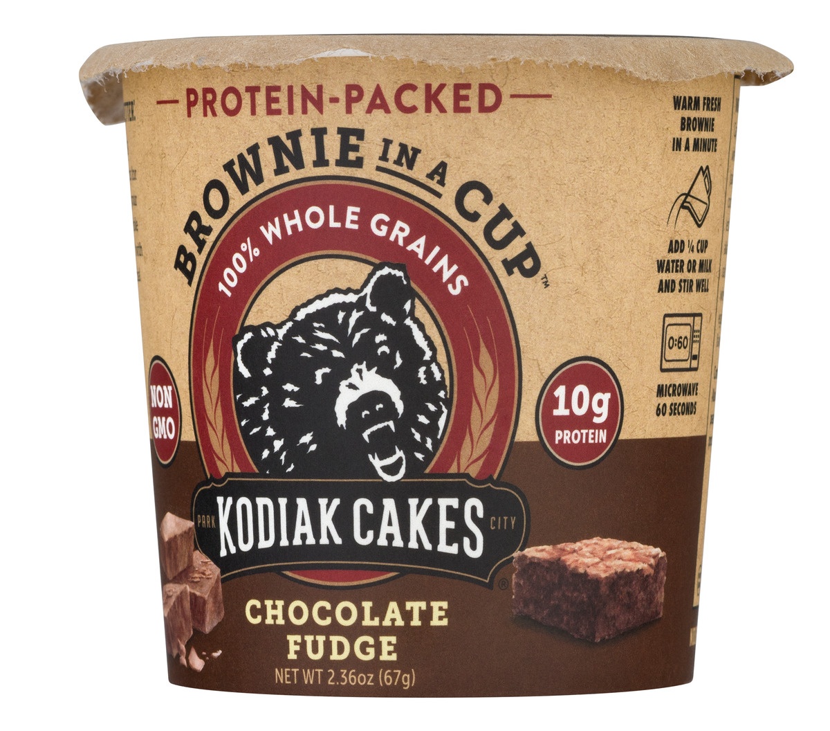 slide 4 of 11, Kodiak Cakes Chocolate Fudge Brownie in a Cup, 2.35 oz