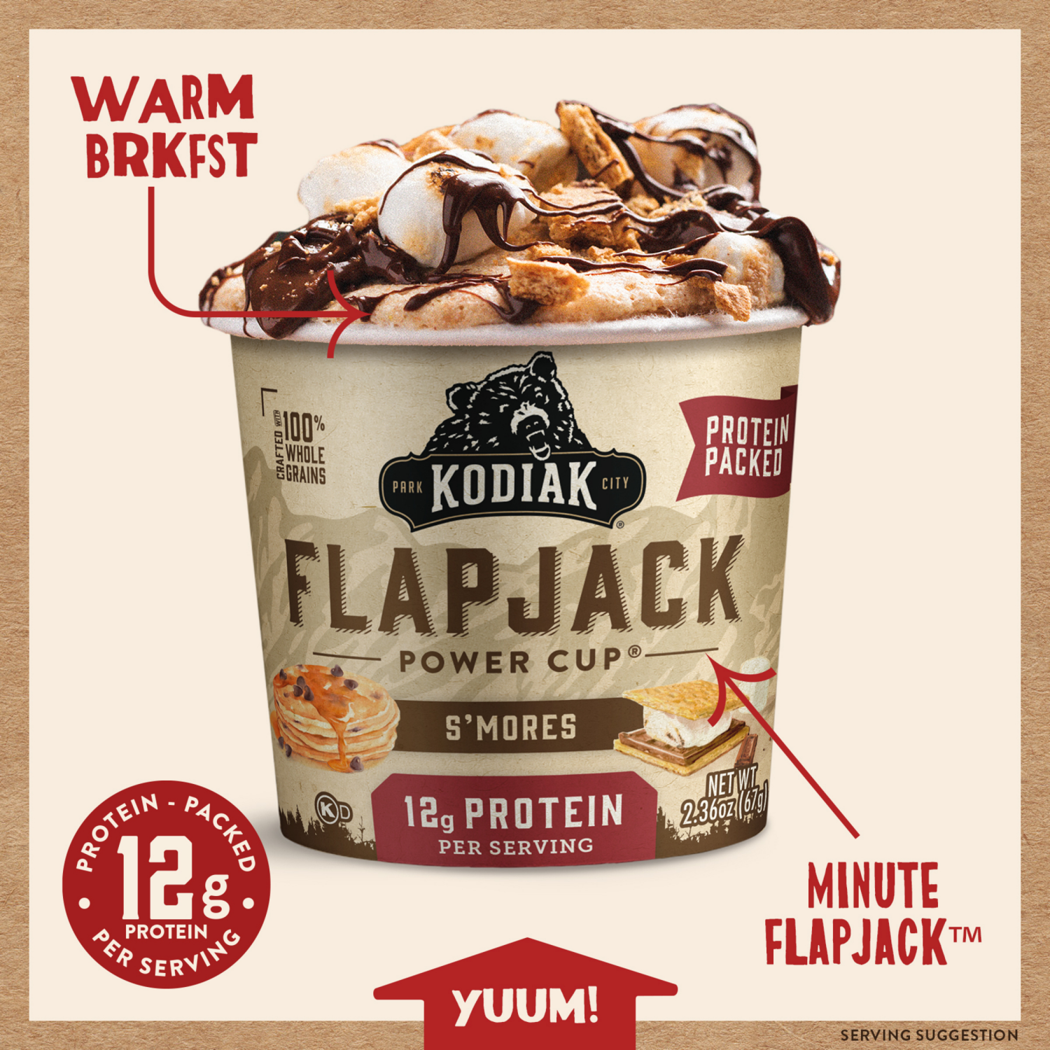 slide 2 of 3, Kodiak Cakes Flapjack Power Cup, S'mores, 2.36 oz, 2.36 oz