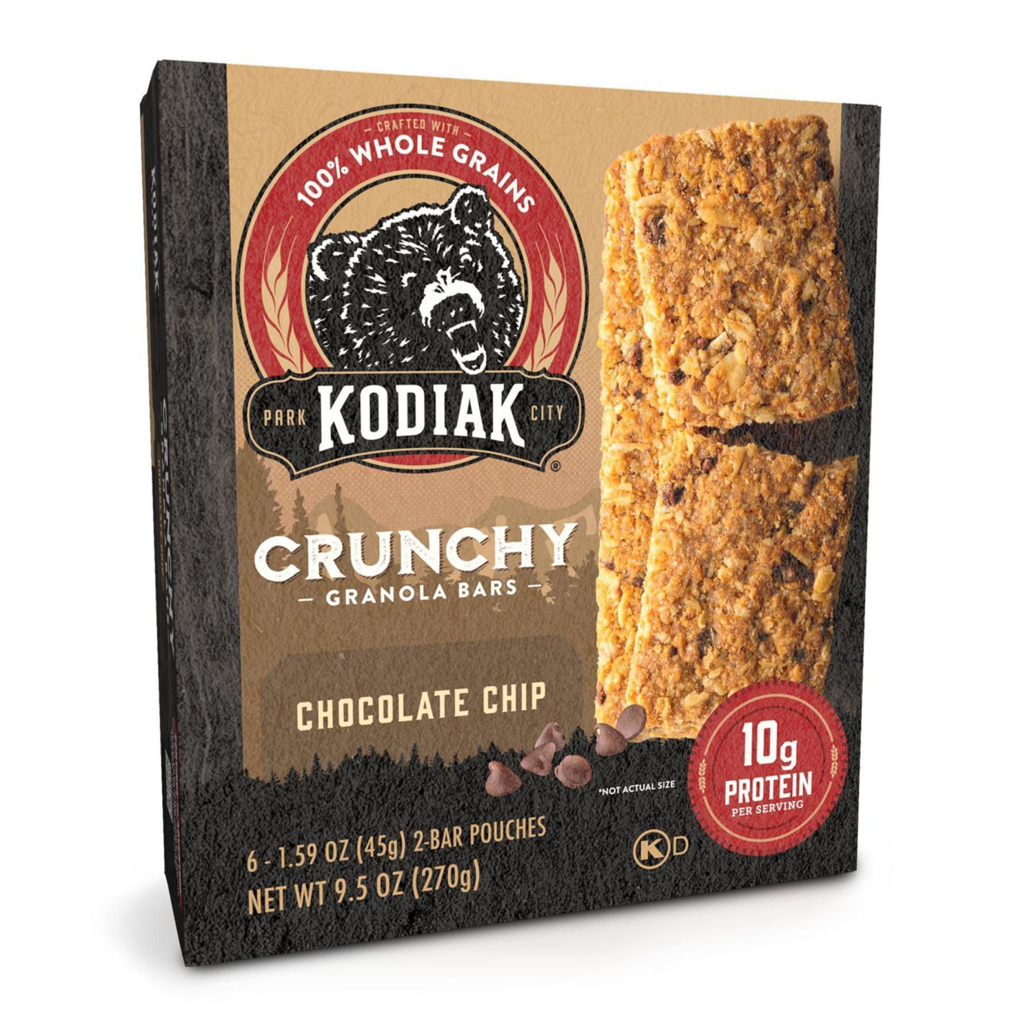 slide 2 of 3, Kodiak Cakes Crunchy Granola Bar, Chocolate Chip, 9.5 oz/6 ct, 6 ct