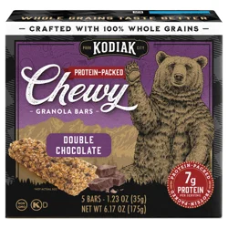 Kodiak Cakes Chewy Granola Bar, Double Chocolate, 6.17 oz/5Ct