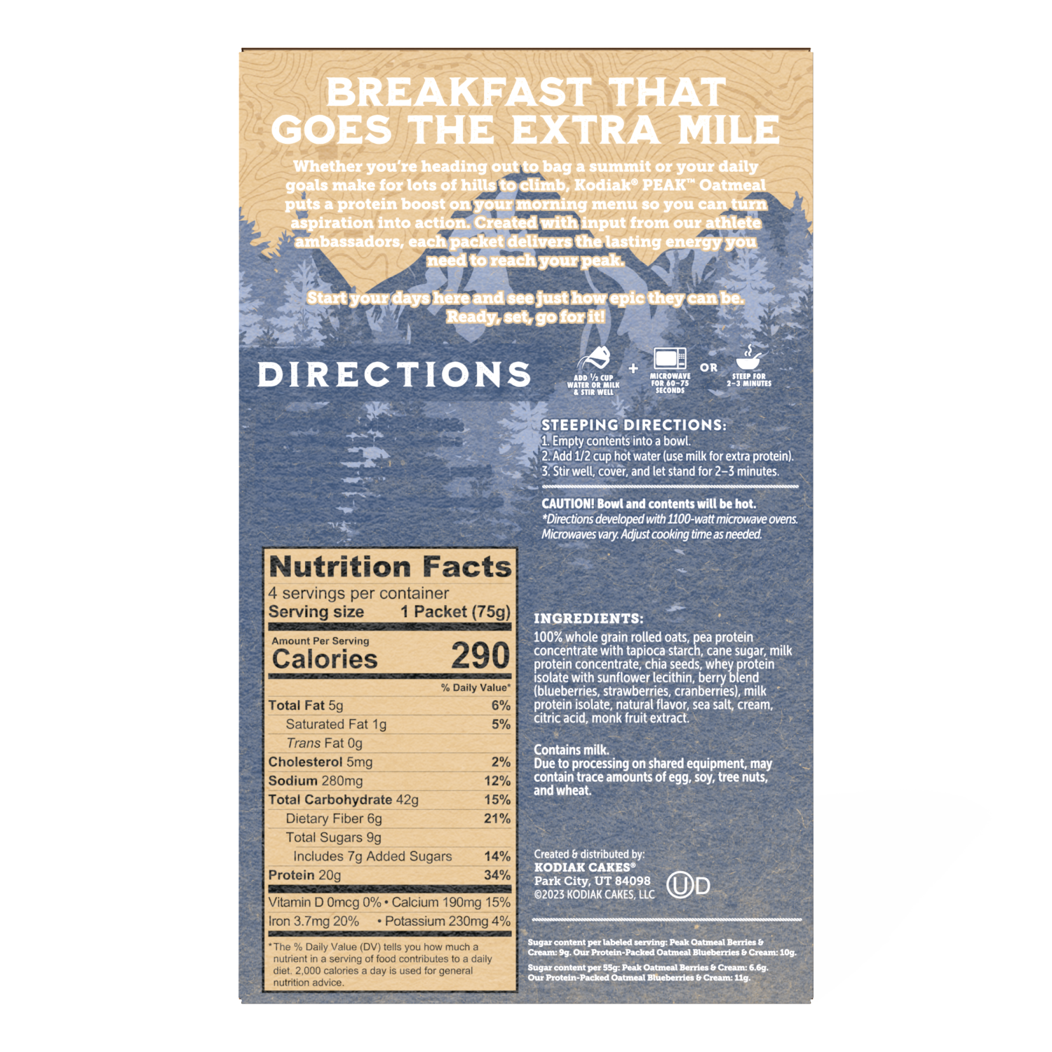 slide 2 of 2, Kodiak Cakes Peakoatmeal Berries & Cream, 4 ct; 2.65 oz