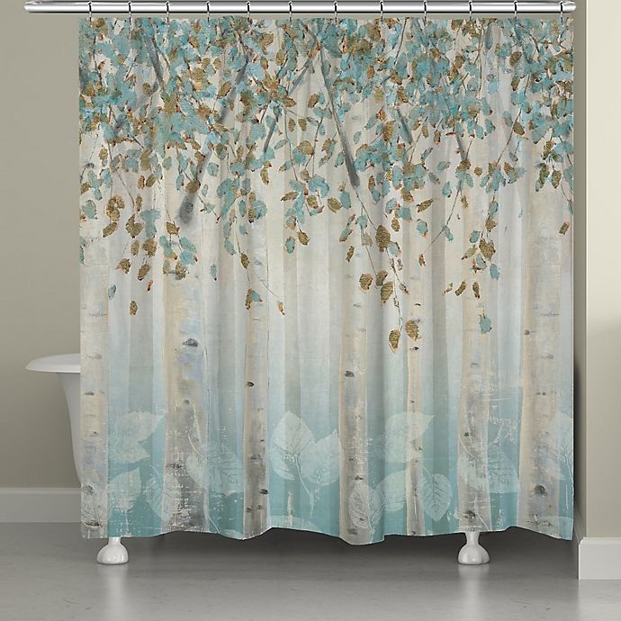 slide 1 of 1, Laural Home Dream Forest Shower Curtain - Grey/Blue, 1 ct