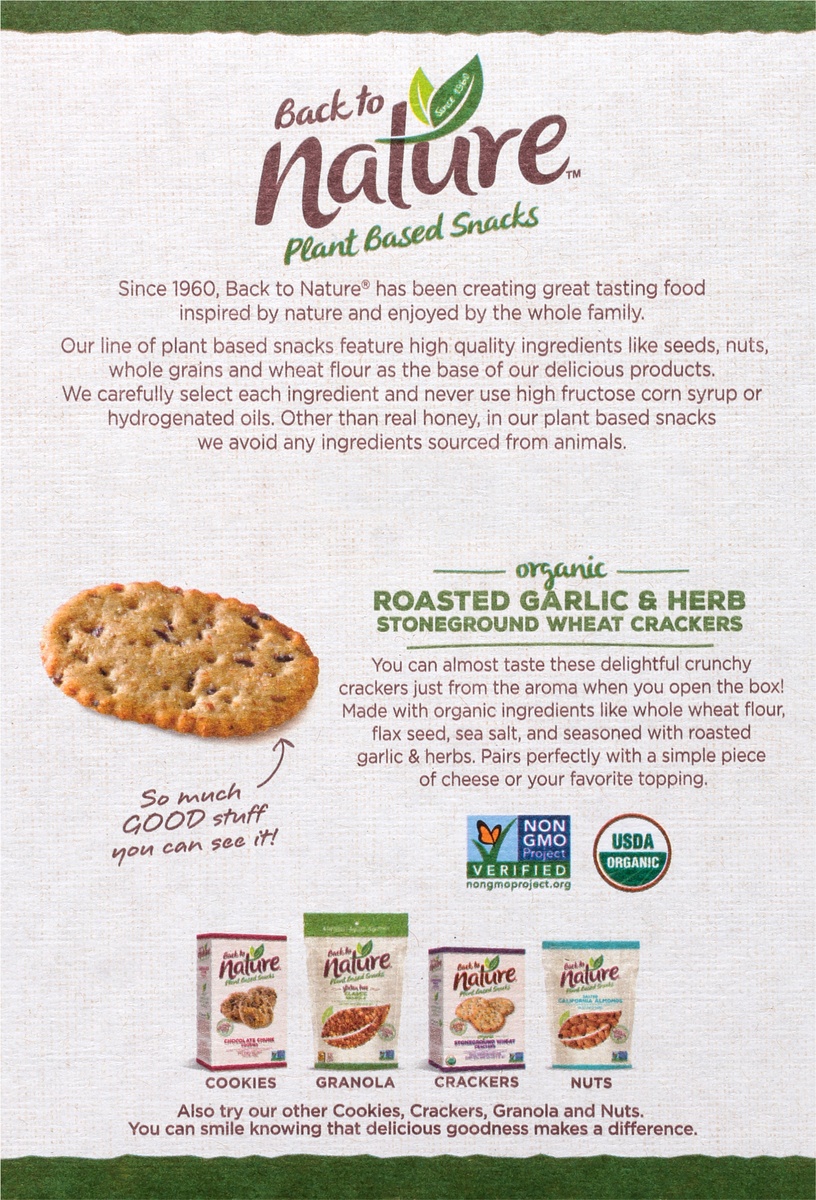 slide 10 of 10, Back to Nature Organic Garlic & Herb Stoneground Wheat Crackers, 6 oz