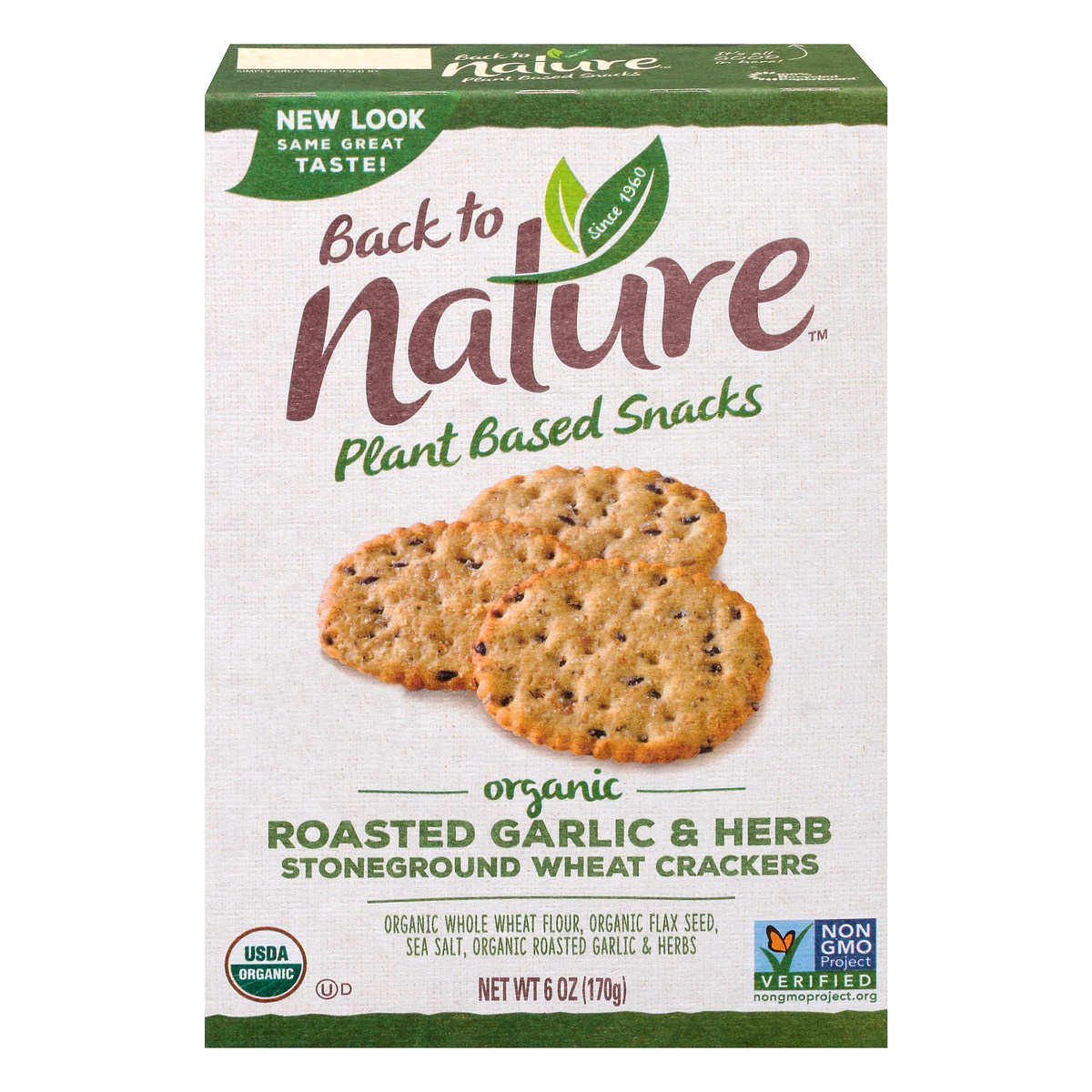 slide 1 of 10, Back to Nature Organic Garlic & Herb Stoneground Wheat Crackers, 6 oz