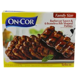On-Cor Barbecue Sauce & Boneless Rib Shaped Patties 6 Each