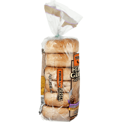 slide 5 of 9, Thomas' Hearty Grains Pre-Sliced Bagels Double Oat & Golden Honey, 6 ct; 28 oz