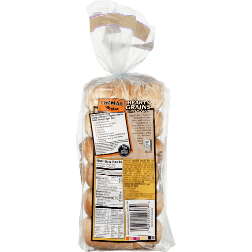 slide 7 of 9, Thomas' Hearty Grains Pre-Sliced Bagels Double Oat & Golden Honey, 6 ct; 28 oz