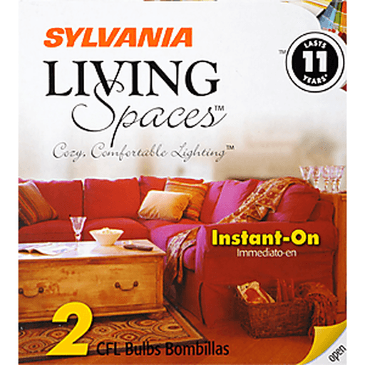 slide 7 of 9, Sylvania Living Spaces Cfl Light Bulbs, Energy Efficient, Instant-On, 2 ct