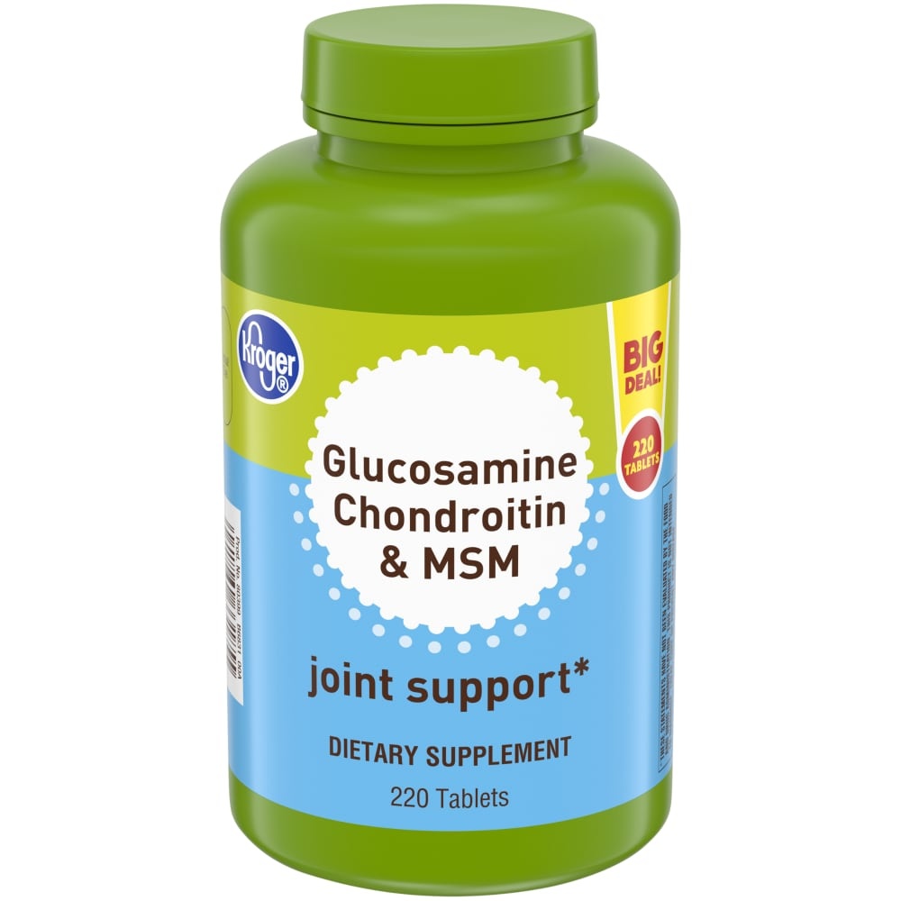 slide 1 of 1, Kroger Glucosamine Chondroitin & Msm Joint Support Tablets, 220 ct