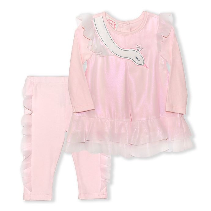 slide 1 of 1, Biscotti Newborn Swan Dress and Pant Set - Pink, 2 ct