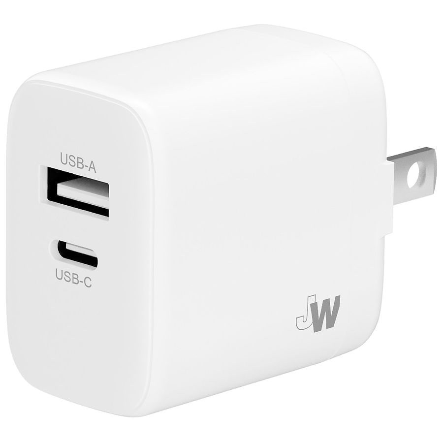 slide 2 of 4, Just Wireless Home Charger Dual Port USB-A/USB-C, 1 ct