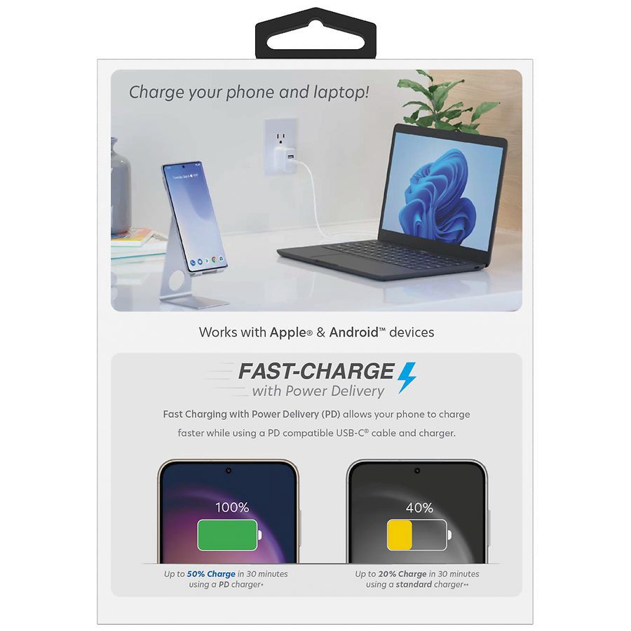 slide 4 of 4, Just Wireless Home Charger Dual Port USB-A/USB-C, 1 ct