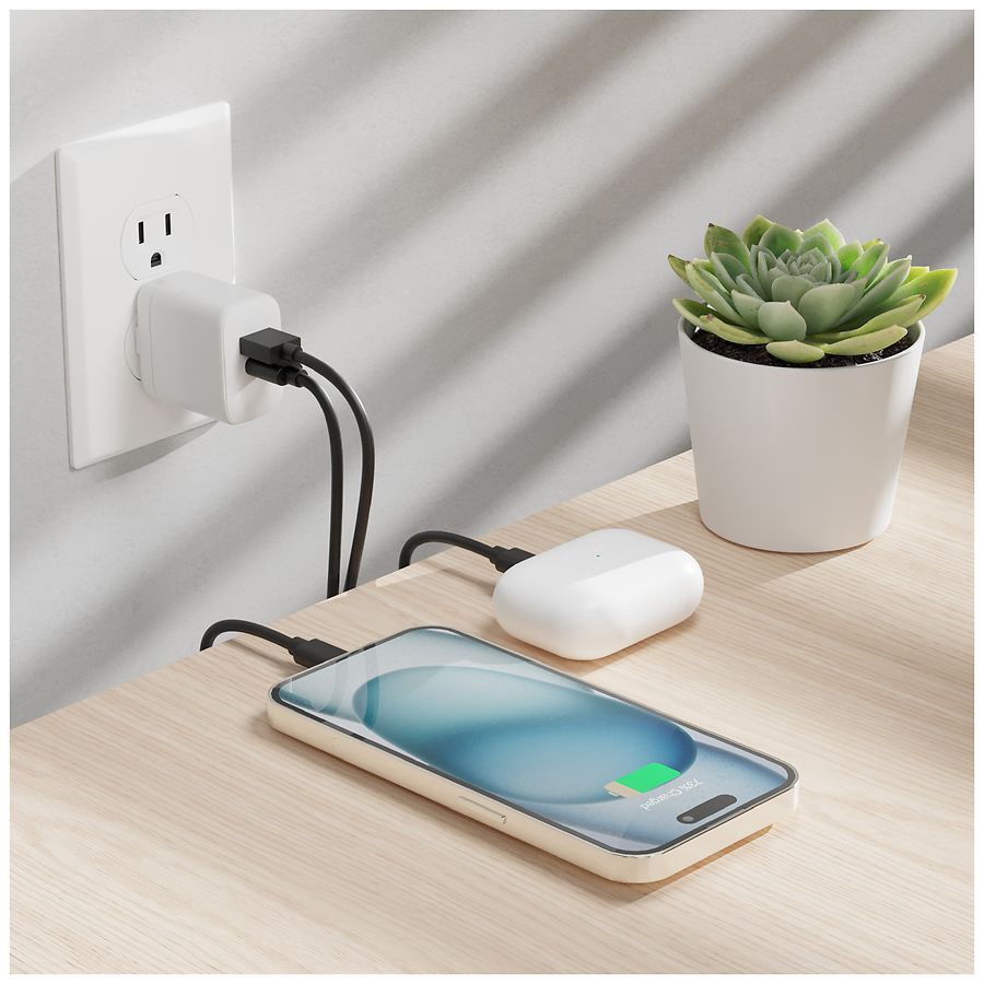 slide 3 of 4, Just Wireless Home Charger Dual Port USB-A/USB-C, 1 ct