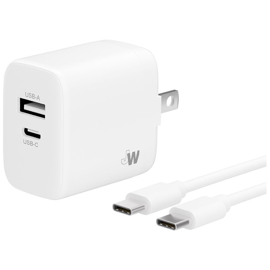 slide 4 of 4, Just Wireless Home Charger Dual USB-A/USB-C 30 Watt 6 ft, 1 ct