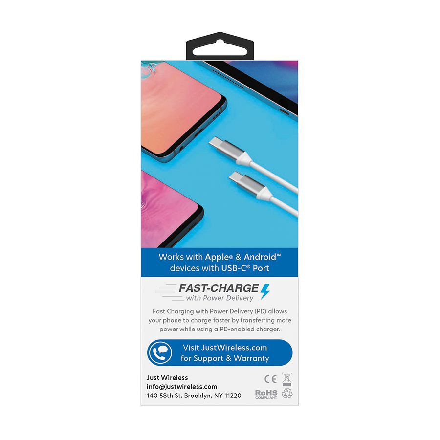 slide 4 of 5, Just Wireless 12 Foot USB-C to USB-C Cable 1 ea, 1 ct