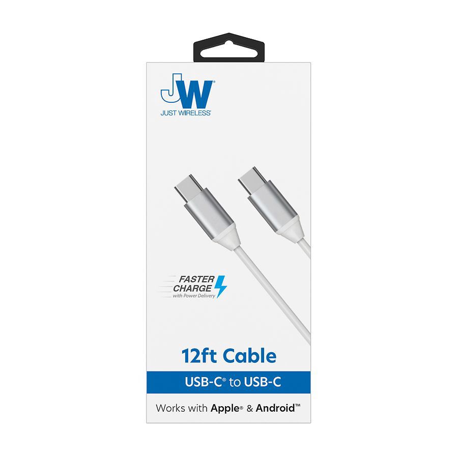 slide 2 of 5, Just Wireless 12 Foot USB-C to USB-C Cable 1 ea, 1 ct