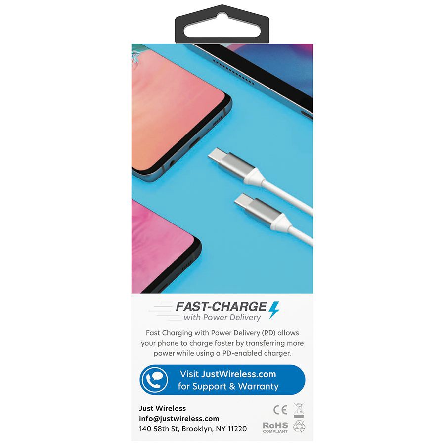 slide 3 of 5, Just Wireless USB-C to USB-C Cable, 1 ct