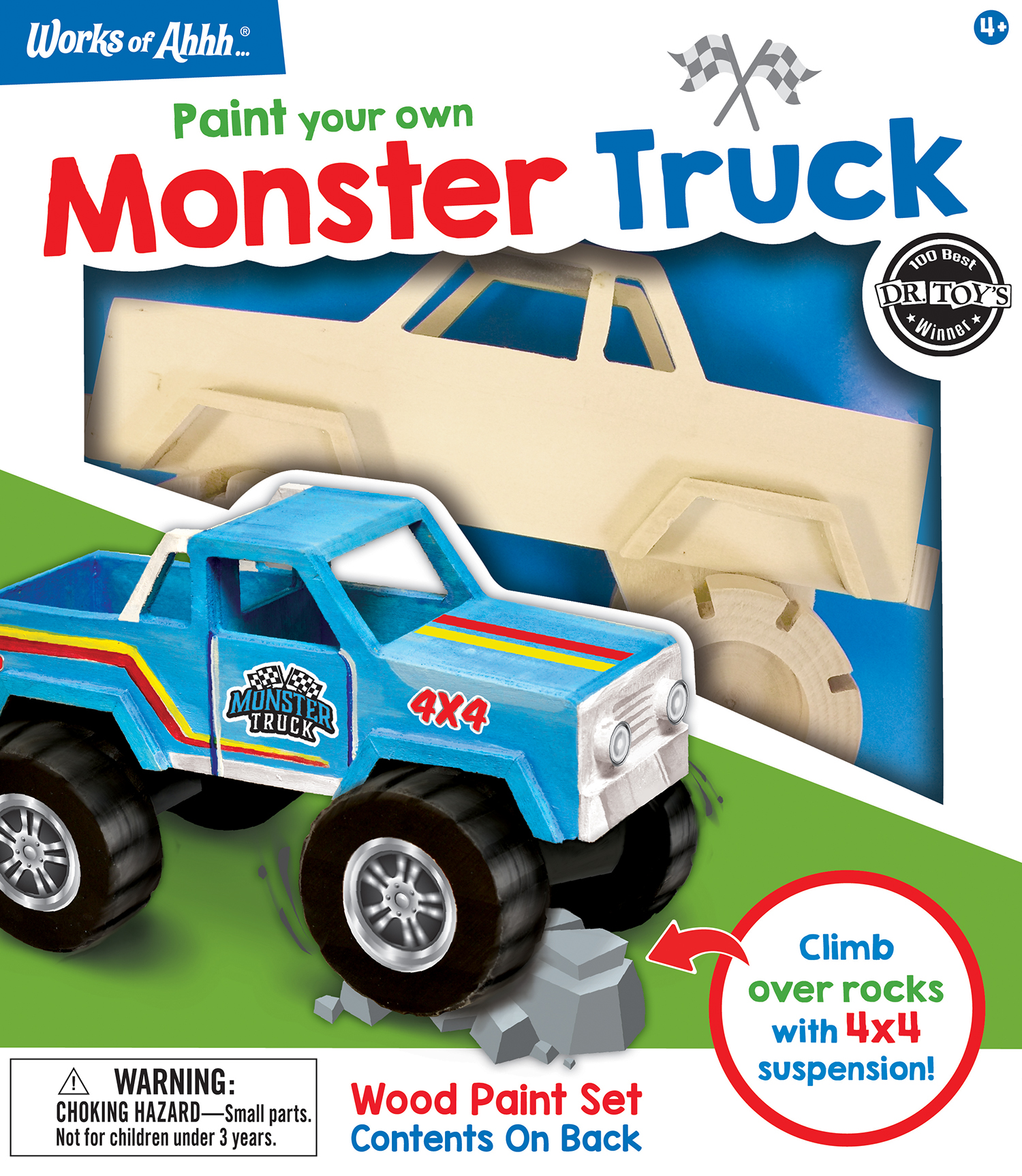 slide 1 of 3, Works of Ahhh - 8x10 Monster Truck Premium Wood Paint Kit, 1 ct