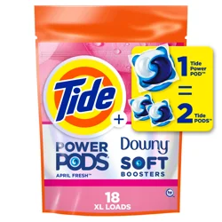 Tide Power PODs + Downy Laundry Detergent Pods, 18 Count, Soft Boosters + April Fresh, Detergent soap pacs for Laundry washing, HE compatible