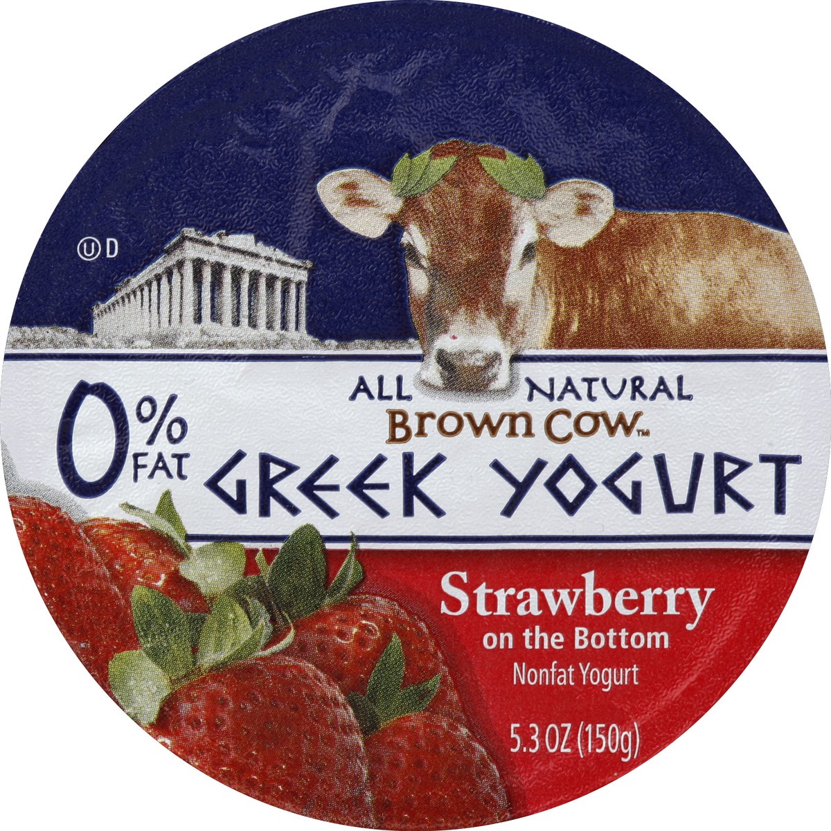 slide 2 of 3, Brown Cow Strawberry on the Bottom Greek Nonfat Yogurt, 5.3 oz