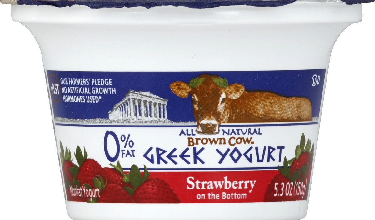 slide 3 of 3, Brown Cow Strawberry on the Bottom Greek Nonfat Yogurt, 5.3 oz