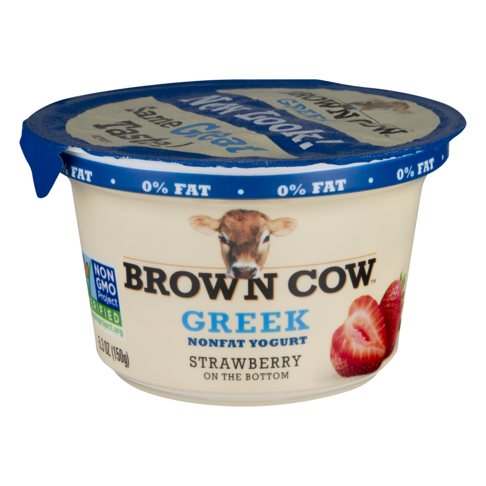 slide 1 of 1, Brown Cow Strawberry on the Bottom Greek Nonfat Yogurt, 5.3 oz