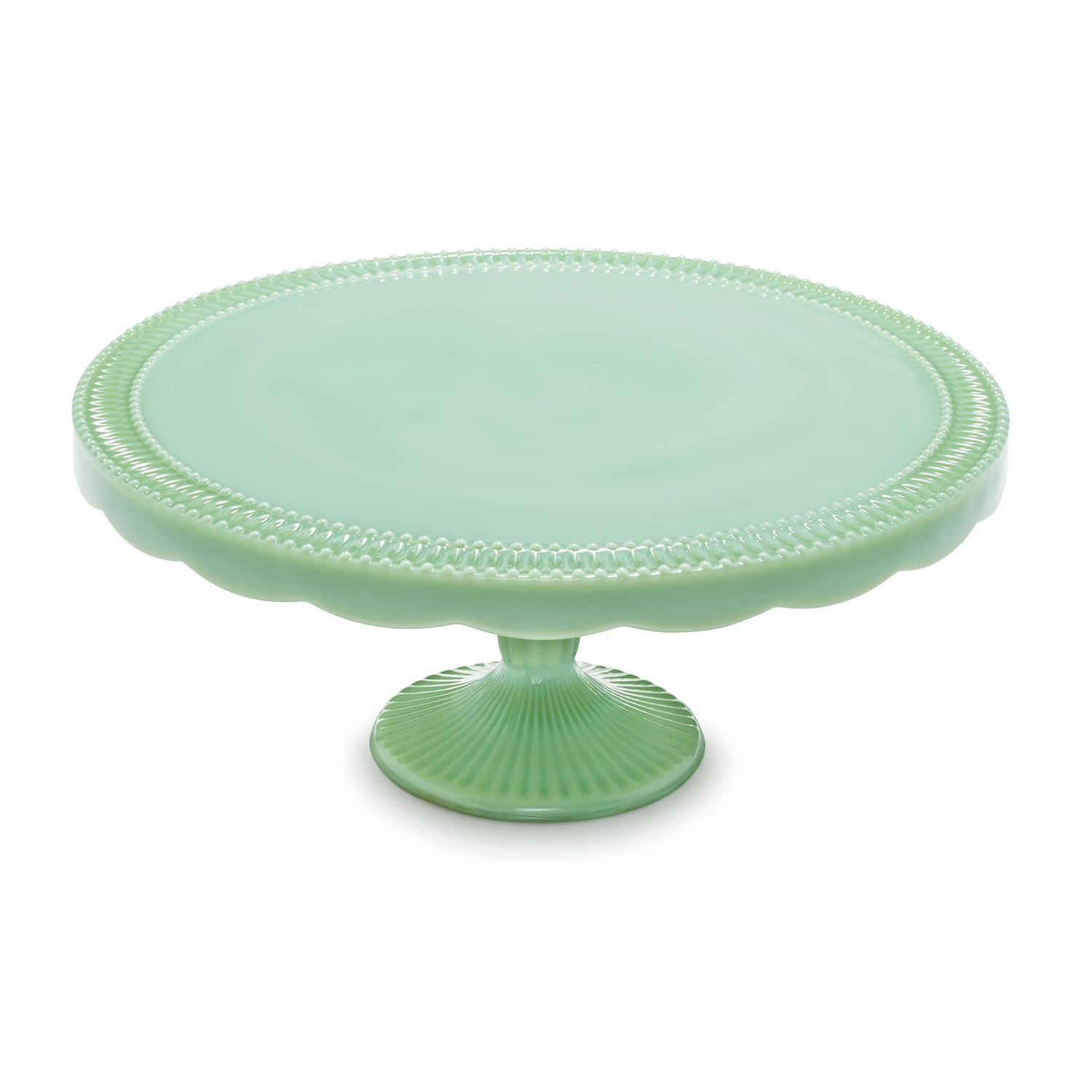 slide 1 of 1, Sur La Table Jadeite Scalloped Cake Stand, 1 ct