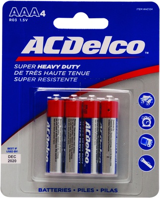slide 1 of 1, ACDelco Super Heavy Duty AAA Batteries, 4 ct