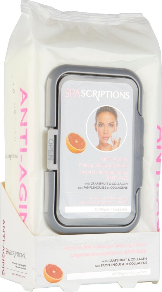 slide 1 of 1, Spascriptions Anti-Aging Makeup Cleansing Wipes, 60 ct