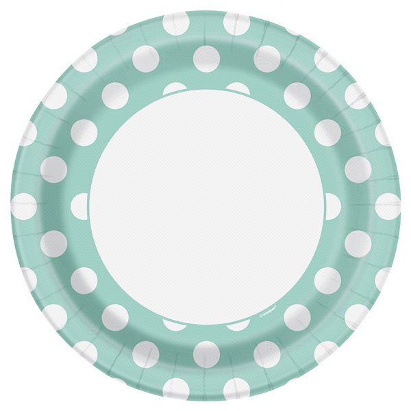 slide 1 of 1, Mint Dot Plates, 9 in