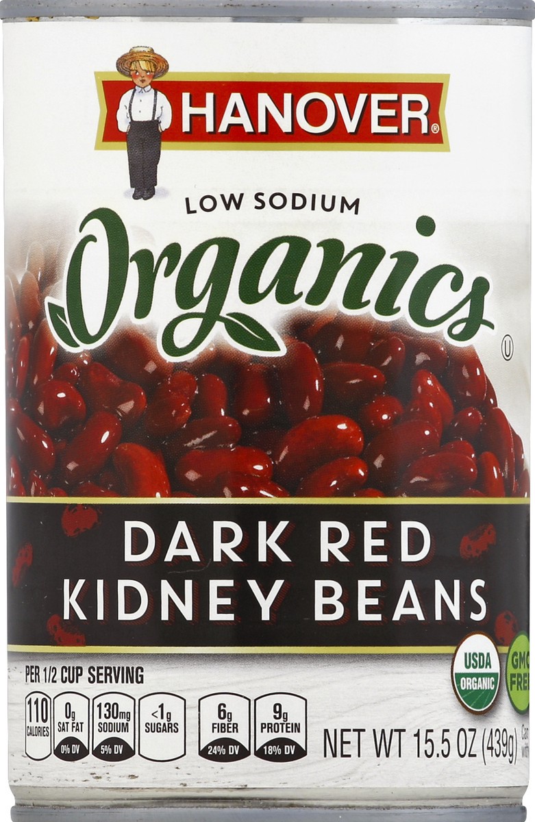 slide 2 of 2, Hanover Kidney Beans, Low Sodium, Dark Red, 15.5 oz