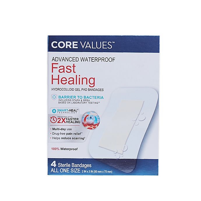 slide 1 of 2, Core Values Fast Healing Adhesive Bandages, 4 ct