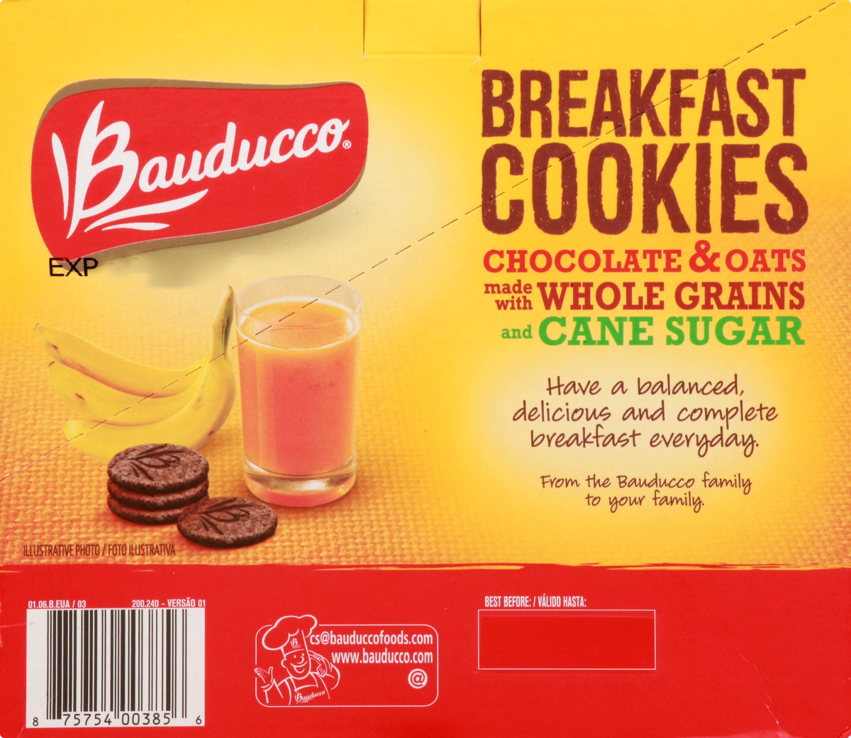 slide 3 of 13, Bauducco Whole Chocolate Flavored Cookie with Oat and Honey Breakfast Cookies 8 ea, 8 ct