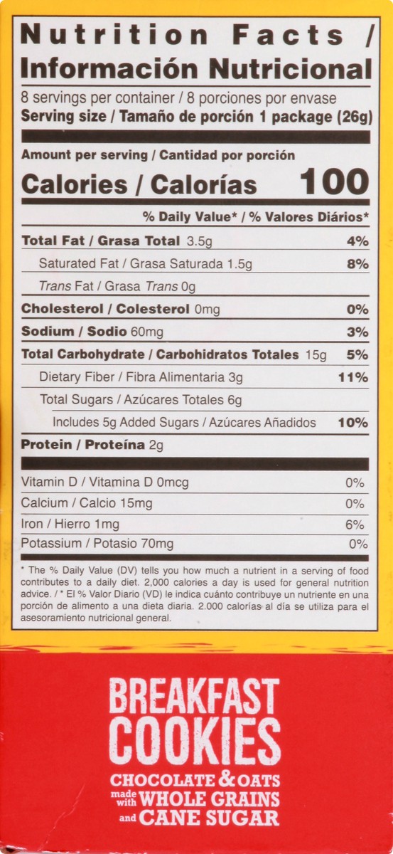 slide 8 of 13, Bauducco Whole Chocolate Flavored Cookie with Oat and Honey Breakfast Cookies 8 ea, 8 ct