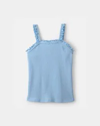 Oshkosh Girls Ruffle Ribbed Tank Top - Blue, Size 4