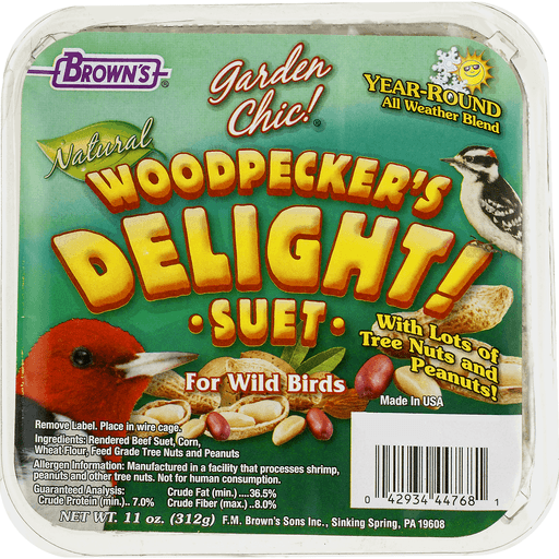 slide 3 of 8, Brown's Garden Chic! Woodpecker's Delight! Suet For Wild Birds, 11 oz