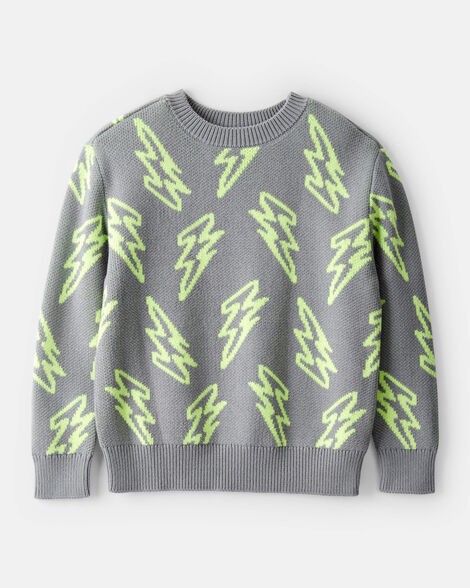 slide 1 of 2, Carter's Boys Lightning Sweater - Grey Grey 10, 1 ct
