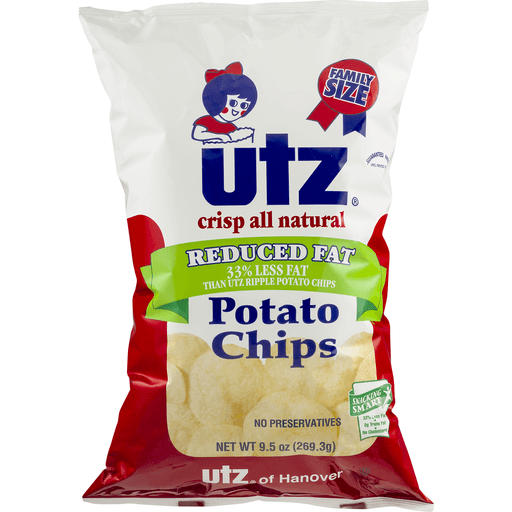 slide 4 of 9, Utz Original Reduced Fat Potato Chips Family Size, 9.5 oz